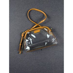 Nanette Lepore Clear PVC Crossbody Bag Cognac Gold Chain Stadium Concert